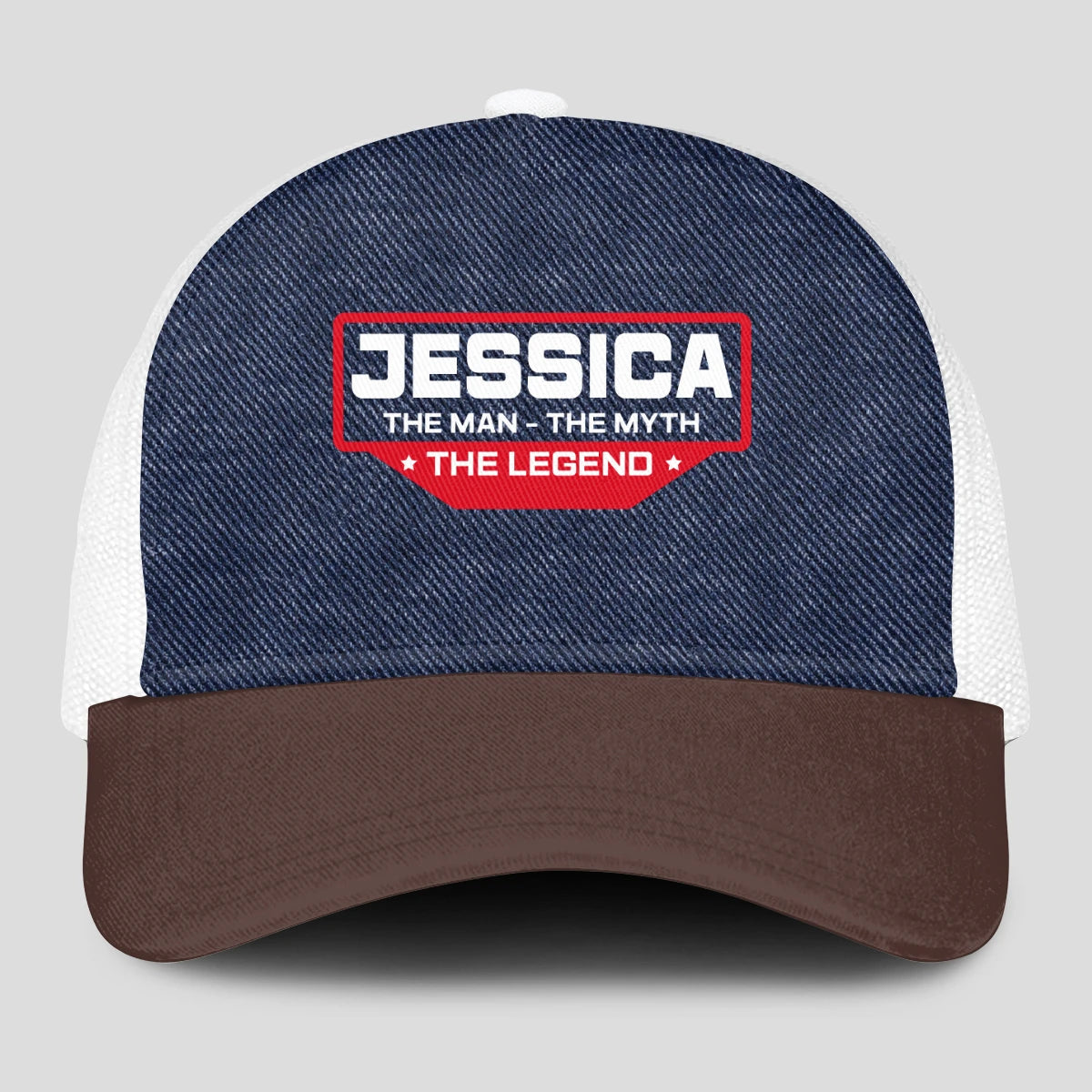The Man The Myth The Legend Navy Brown And White Mesh Cap JESSICA 13K1 C200PF