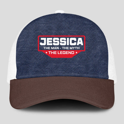 The Man The Myth The Legend Navy Brown And White Mesh Cap JESSICA 13K1 C200PF