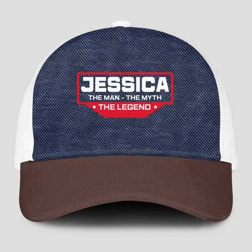 The Man The Myth The Legend Navy Brown And White Mesh Cap JESSICA 13K1 C200PF
