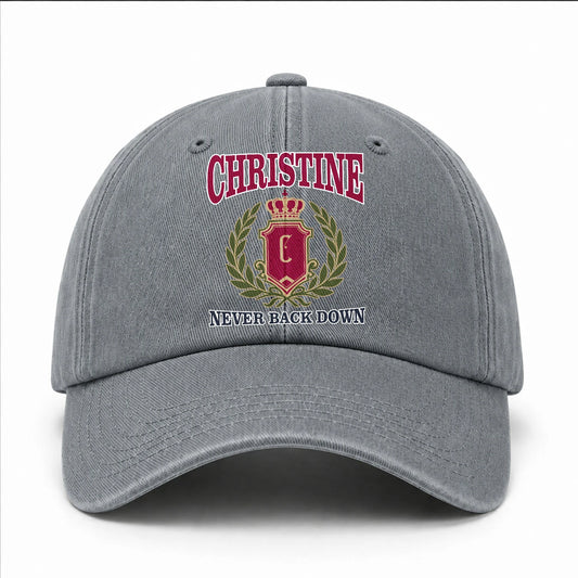 Your Name Never Back Down Royal Washed Cap CHRISTINE 13K1 C77PF
