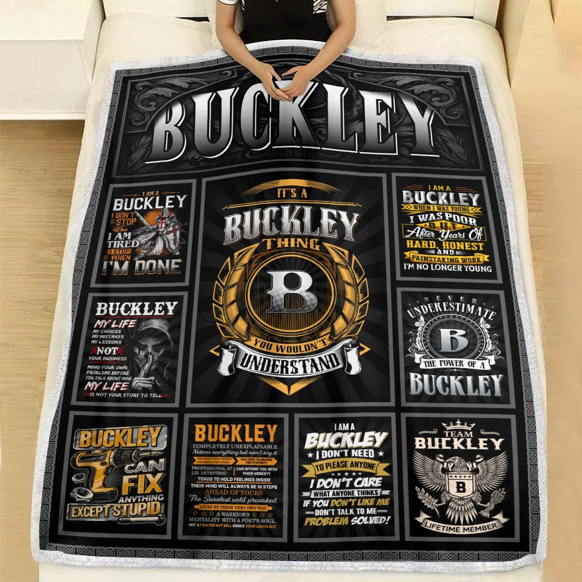 BUCKLEY Personalized Blanket | Custom Name Cozy Throw Gift 13K5-BK2