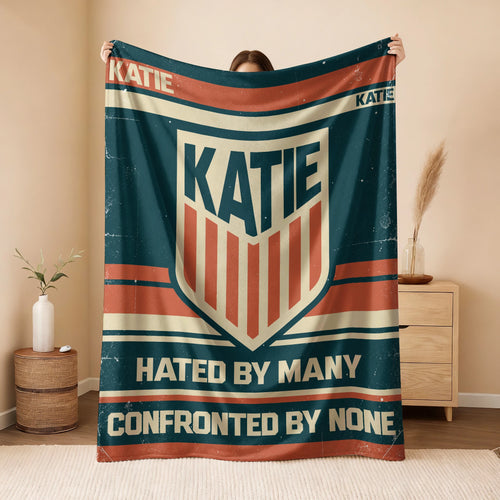 Hated By Many Confronted By None Retro Fleece Blanket KATIE 13K1 BK58