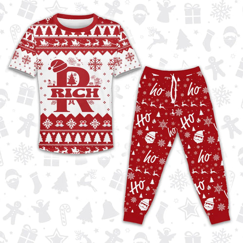 RICH Personalized Christmas T-Shirt Pajama Set - Holiday Gift Outfit 13K1-CR2