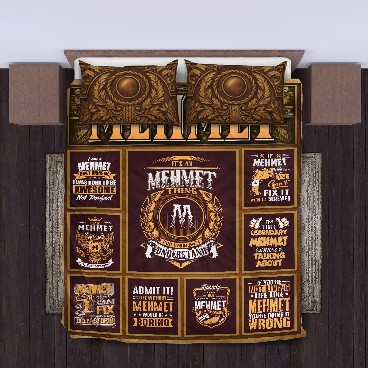 MEHMET Limited Edition Personalized Bedding Set 13K1-BS3
