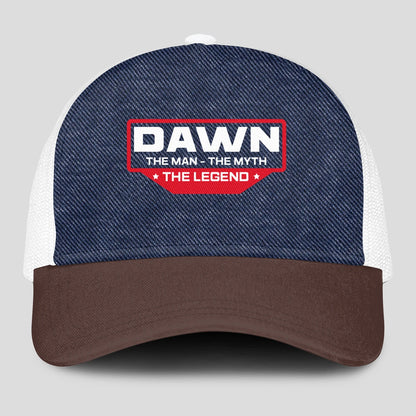 The Man The Myth The Legend Navy Brown And White Mesh Cap DAWN 13K1 C200PF