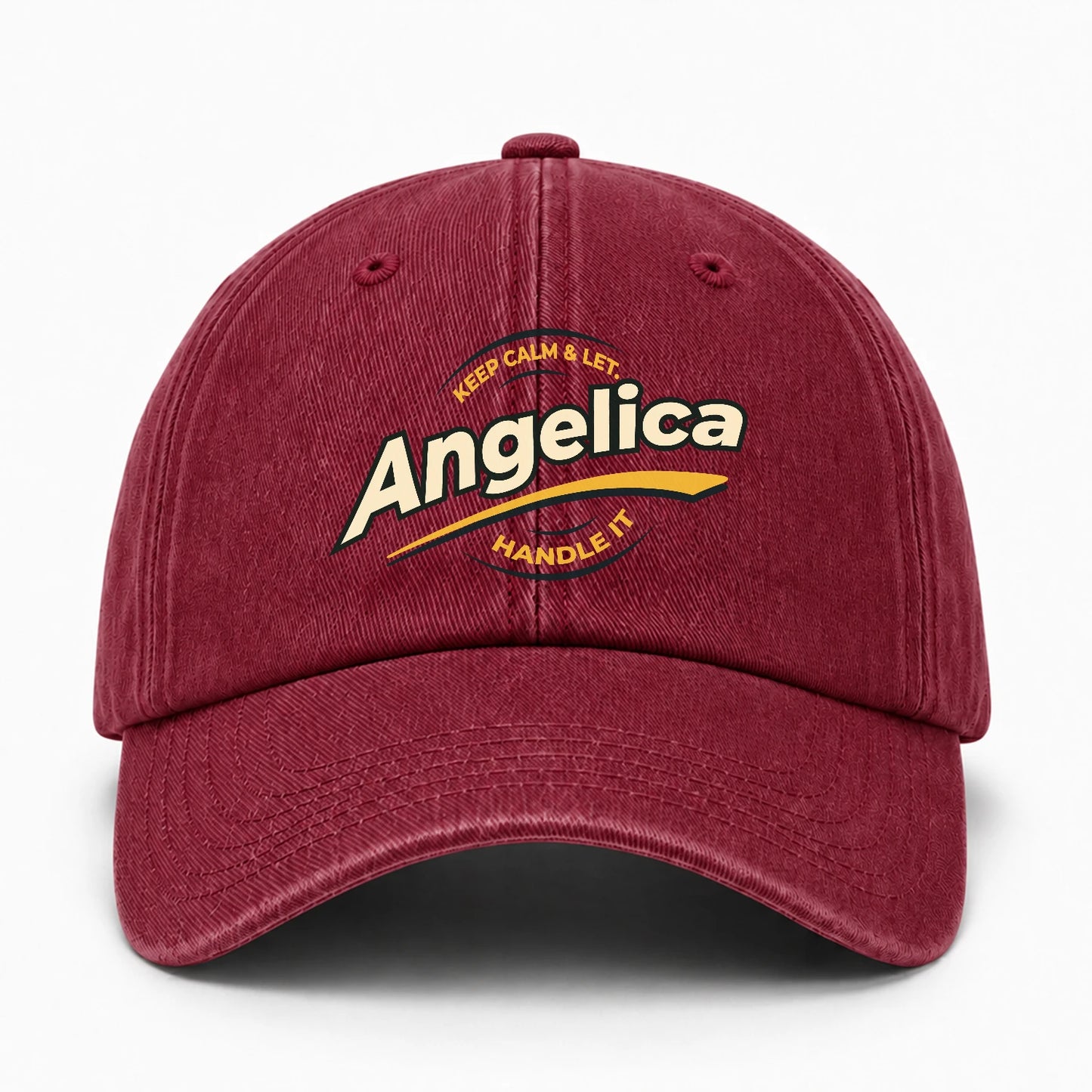 Keep Calm & Let Your Name Handle It Burgundy Washed Cap ANGELICA 13K1 C105PF