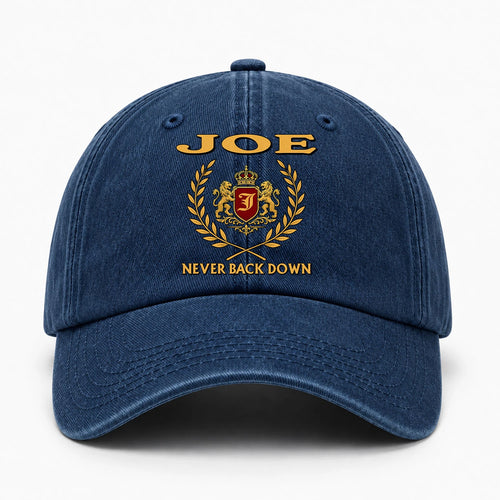 Never Back Down Royal Blue Denim Cap JOE 13K1 C60PF