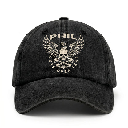 Your Name Guts Over Fear With Eagle And Skull Washed Cap PHIL 13K1 C75PF