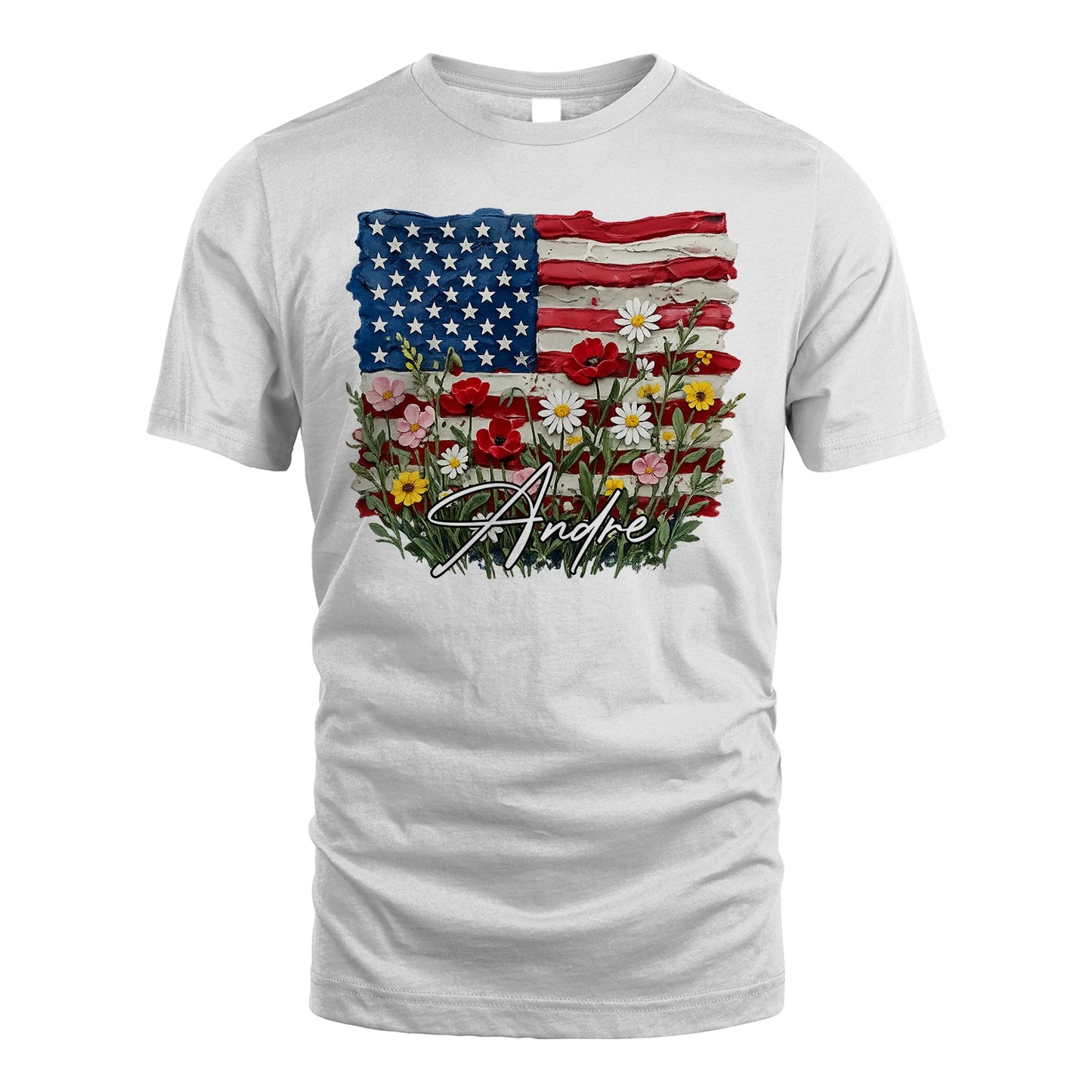 ANDRE 13K1-549 Personalize Name - Design American flag and flowers