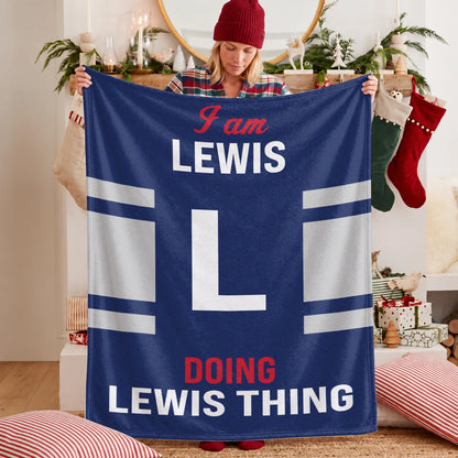 I'm Name Doing Name Things Navy Fleece Blanket LEWIS 13K1 BK51