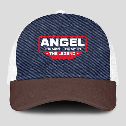 The Man The Myth The Legend Navy Brown And White Mesh Cap ANGEL 13K1 C200PF