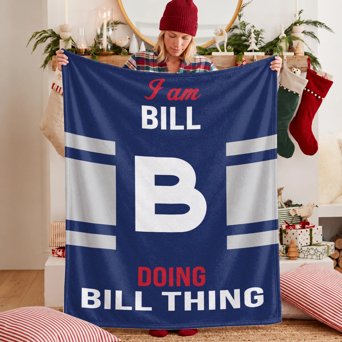I'm Name Doing Name Things Navy Fleece Blanket BILL 13K1 BK51