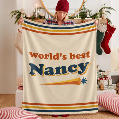 World's Best Your Name Retro Fleece Blanket NANCY 13K1 BK64
