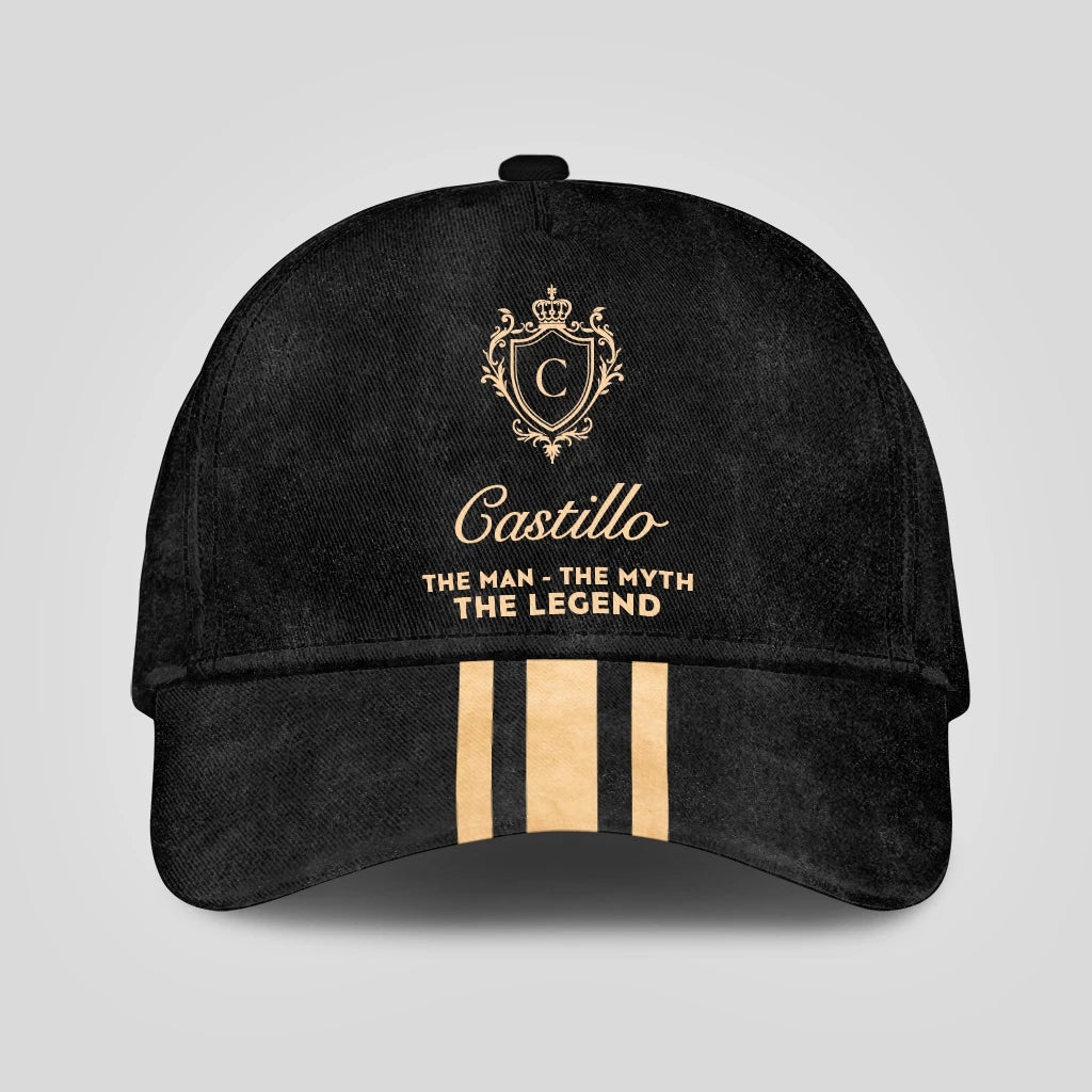 The Man The Myth The Legend Golden Stripes Black Cap CASTILLO 13K1 C136PF