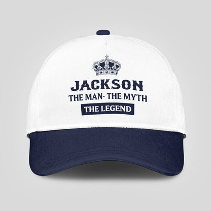 The Man The Myth The Legend King Crown Blue And White Cap JACKSON 13K1 C147PF