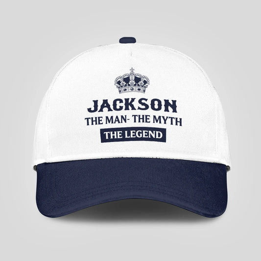 The Man The Myth The Legend King Crown Blue And White Cap JACKSON 13K1 C147PF