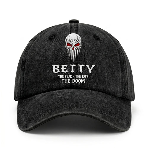 Your Name The Fear The Fate The Doom Skull Washed Cap BETTY 13K1 C98PF