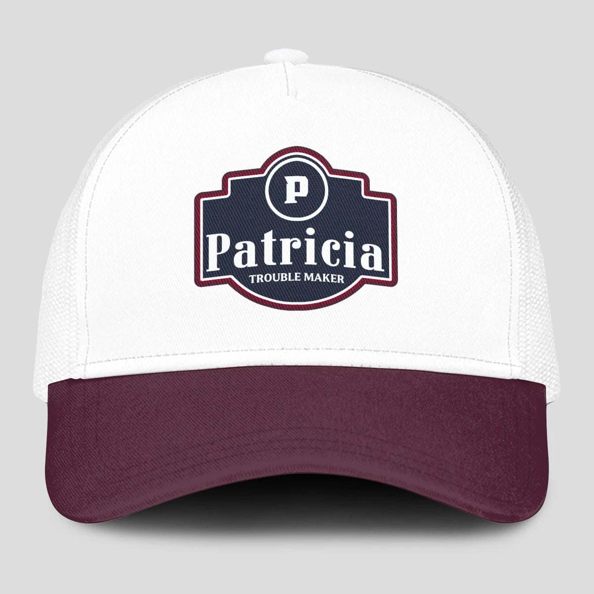 Trouble Maker Burgundy And White Funny Mesh Cap PATRICIA 13K1 C201PF