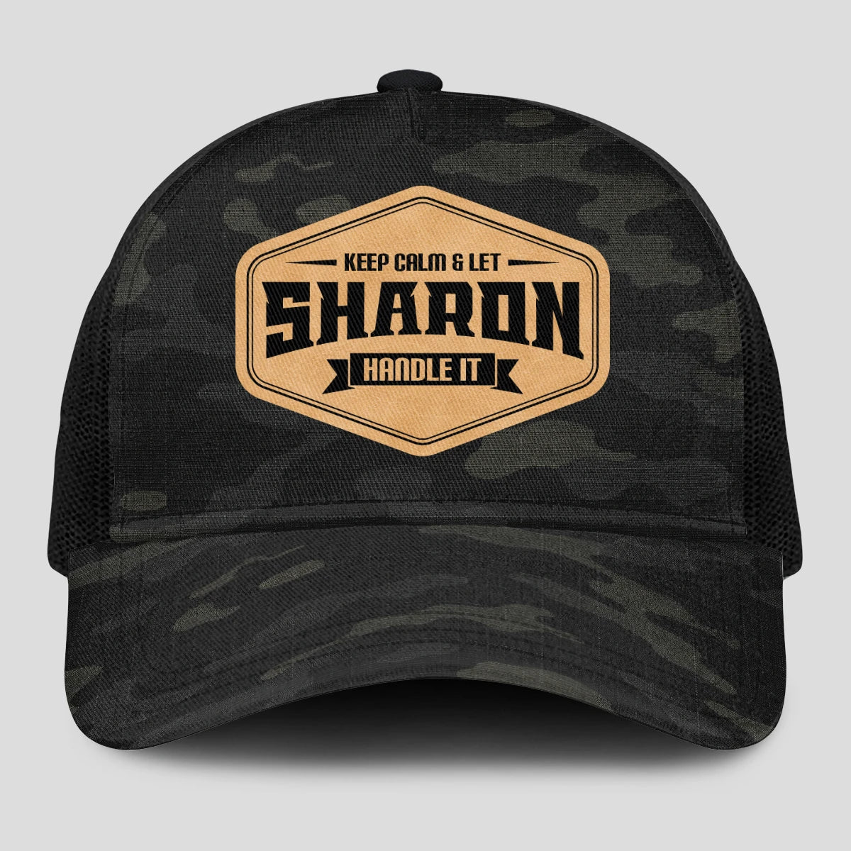Keep Calm & Let Your Name Handle It Dark Camo Mesh Cap SHARON 13K1 C195PF
