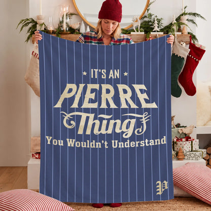 Your Name Thing Striped Blue Fleece Blanket PIERRE 13K1 BK23