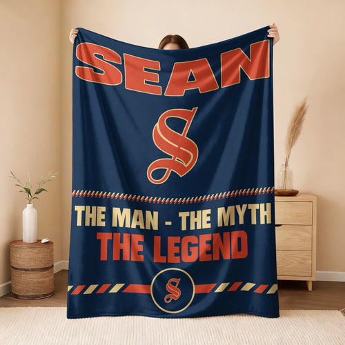 The Man The Myth The Legend Retro Fleece Blanket SEAN 13K1 BK53