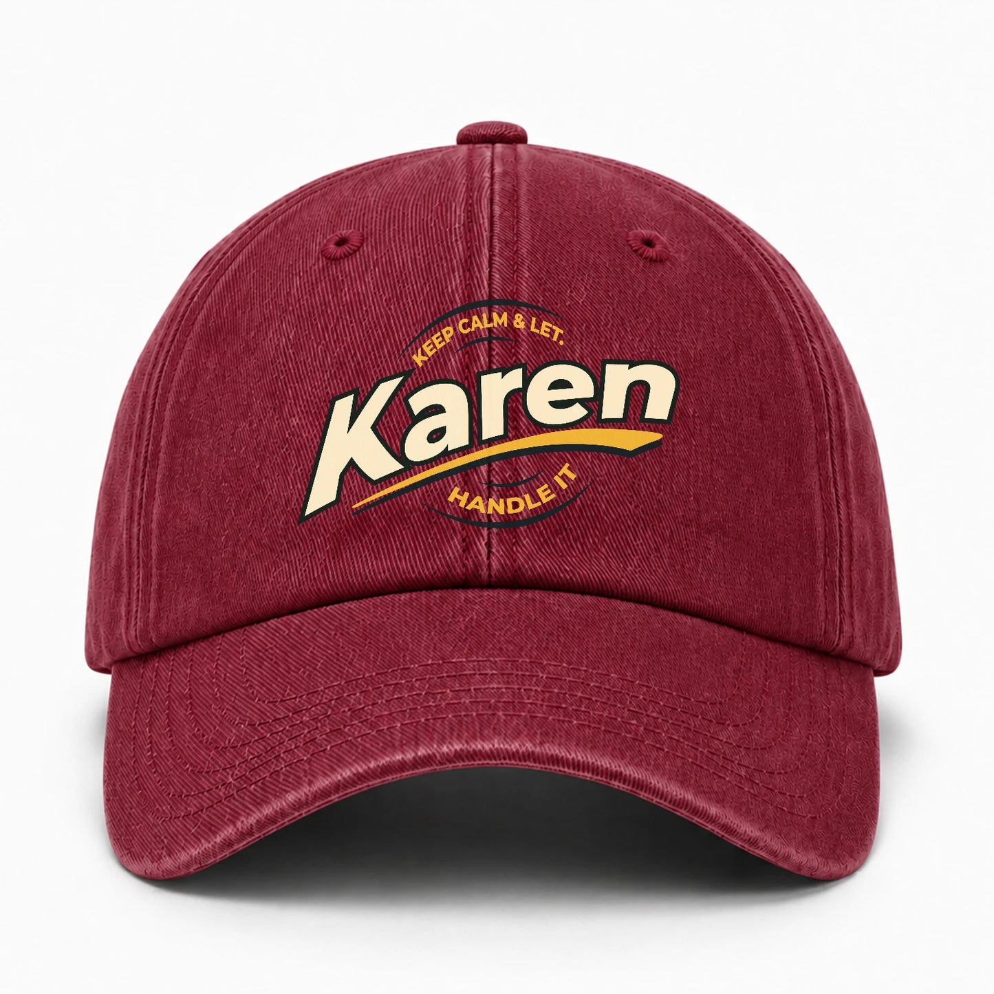 Keep Calm & Let Your Name Handle It Burgundy Washed Cap KAREN 13K1 C105PF