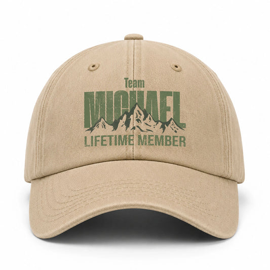 Team Your Name Lifetime Member Mountain Cap MICHAEL 13K1 C58PF