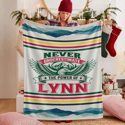 Never Underestimate Your Name Vintage Mountain Fleece Blanket LYNN 13K1 BK44