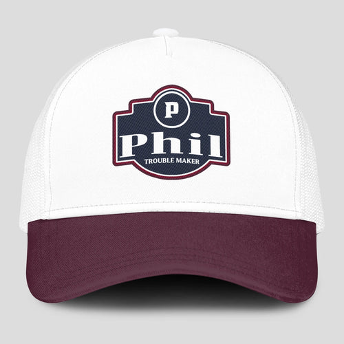 Trouble Maker Burgundy And White Funny Mesh Cap PHIL 13K1 C201PF