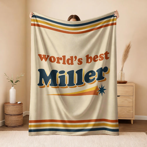 World's Best Your Name Retro Fleece Blanket MILLER 13K1 BK64