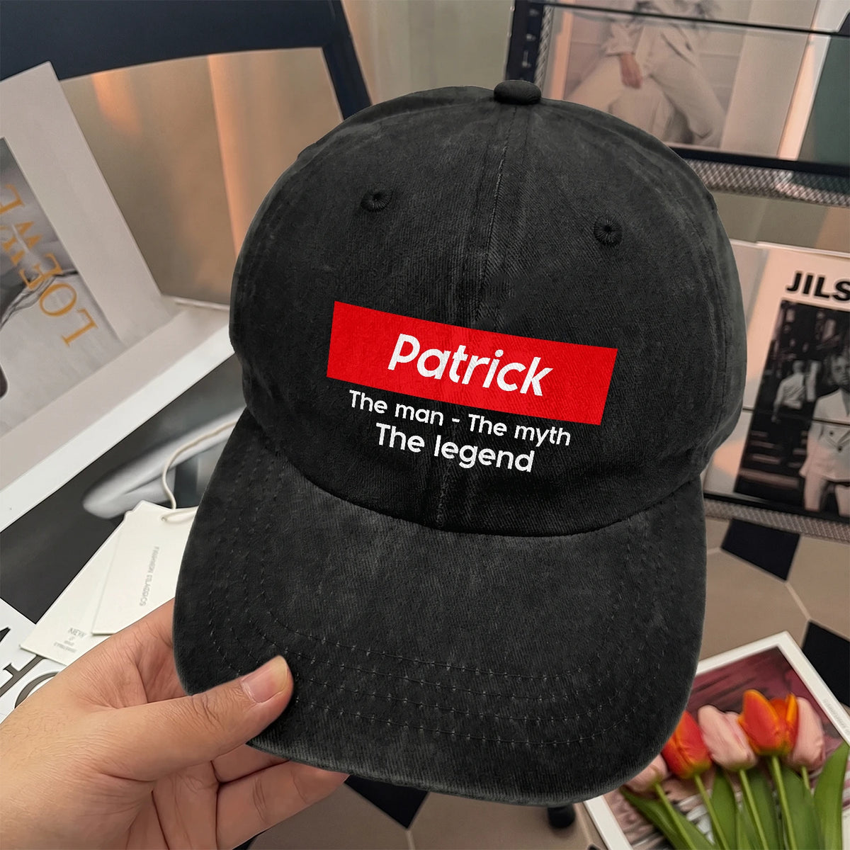 Your Name The Man The Myth The Legend Red Logo Washed Cap PATRICK 13K1 C130PF