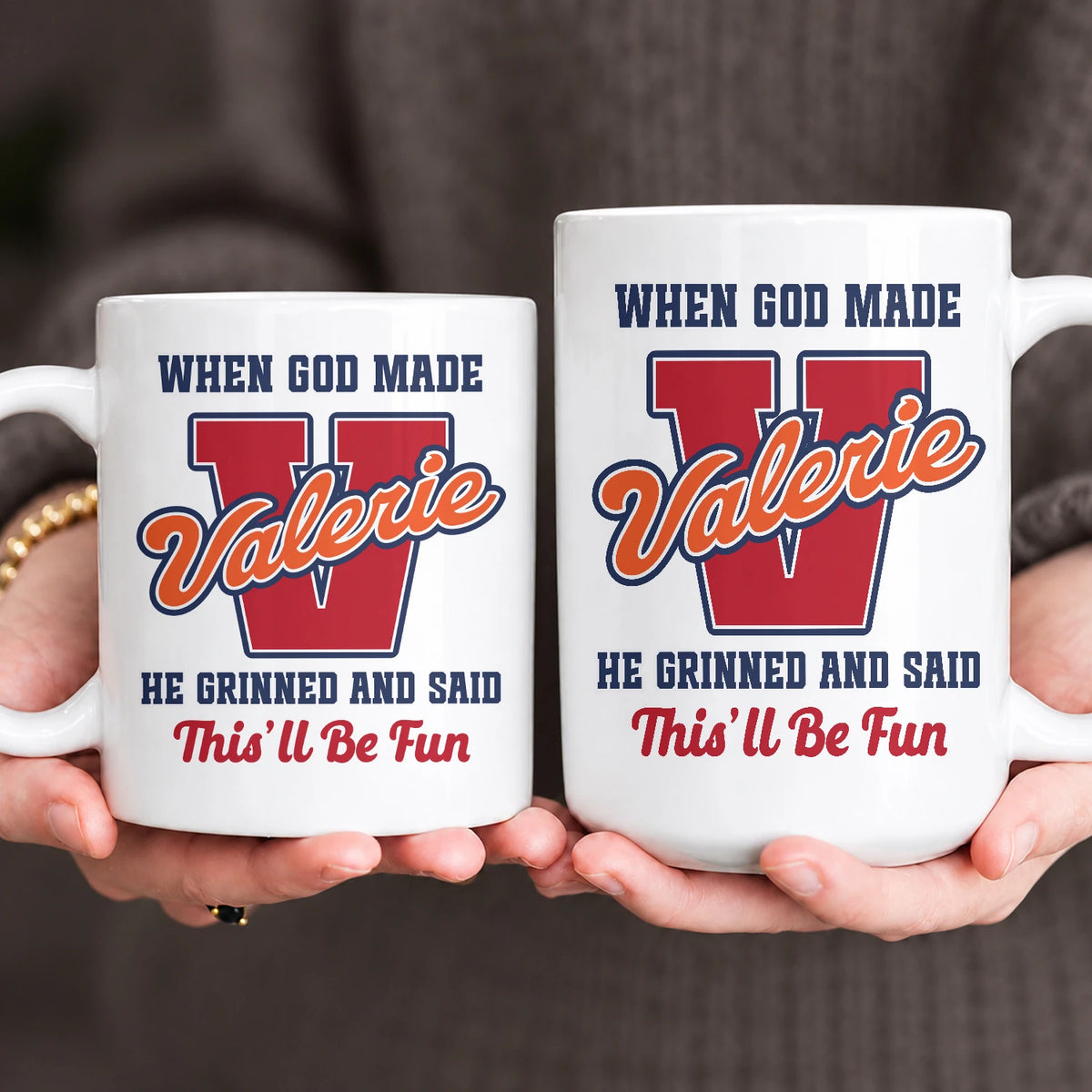 When God Made Your Name Personalized Baseball Mug VALERIE 13K1 MG07