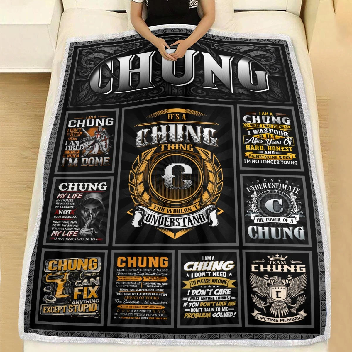 CHUNG Personalized Blanket | Custom Name Cozy Throw Gift 13K4-BK2