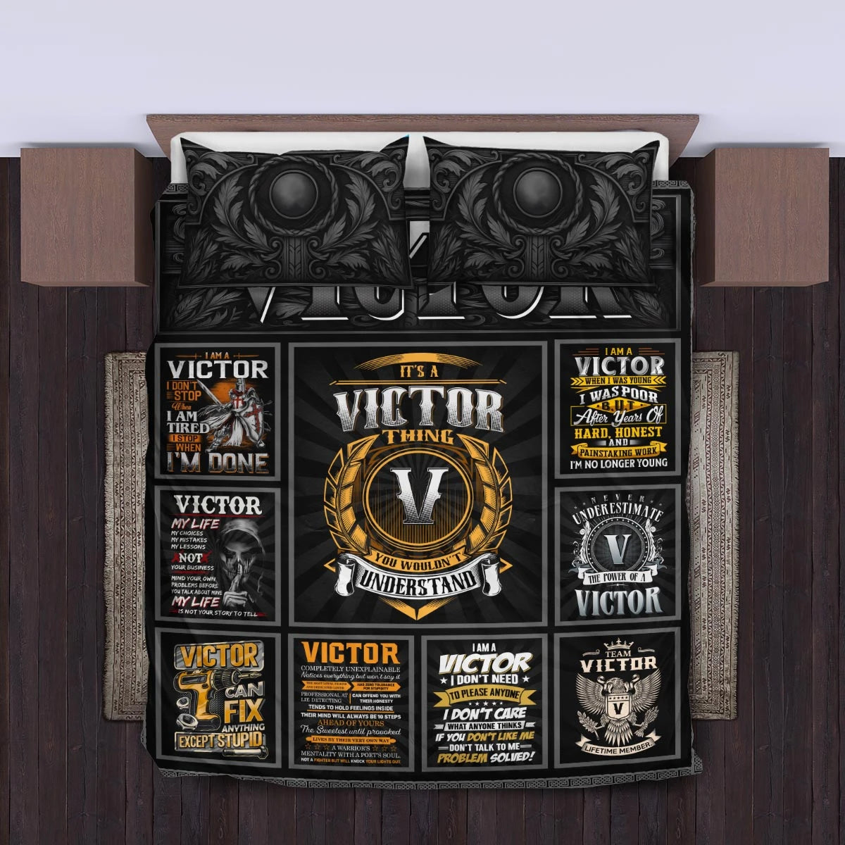 VICTOR Limited Edition Personalized Bedding Set 13K1-BS2