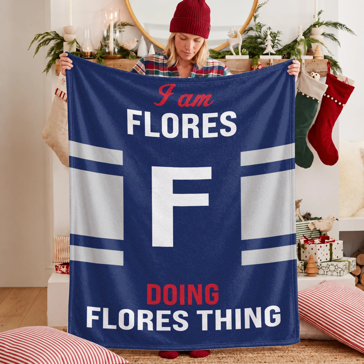 I'm Name Doing Name Things Navy Fleece Blanket FLORES 13K1 BK51