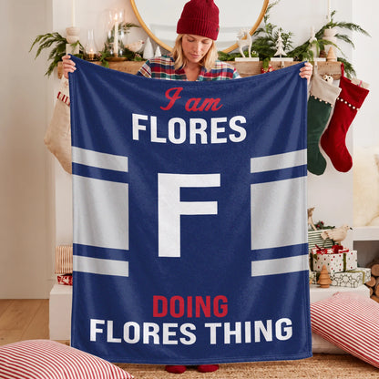I'm Name Doing Name Things Navy Fleece Blanket FLORES 13K1 BK51