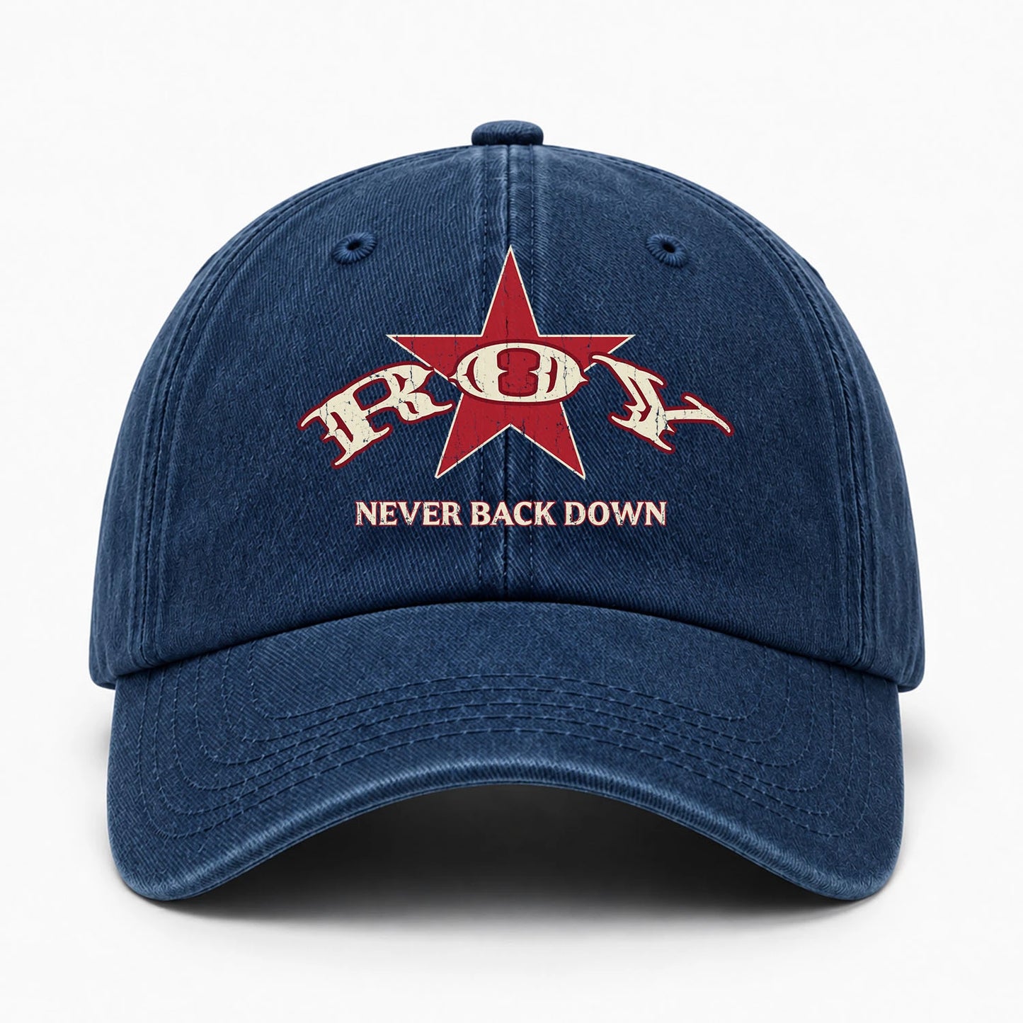 Never Back Down Western Blue Denim Cap ROY 13K1 C61PF
