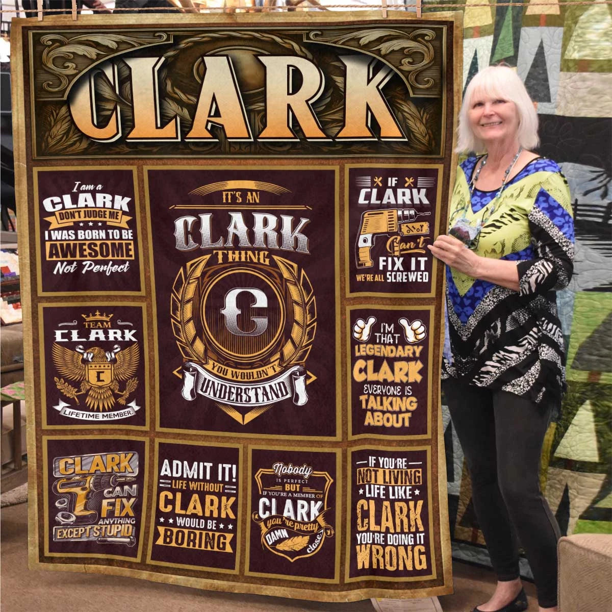 CLARK Personalized Blanket | Custom Name Cozy Throw Gift 13K1-BK4