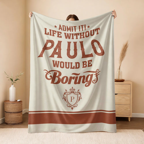 Life Without Your Name Would Be Boring Cream Terracotta Blanket PAULO 13K1 BK24