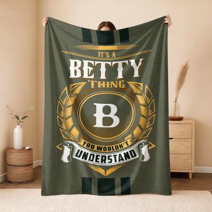 It's A Your Name Thing Olive Green Logo Fleece Blanket BETTY 13K1 BK31