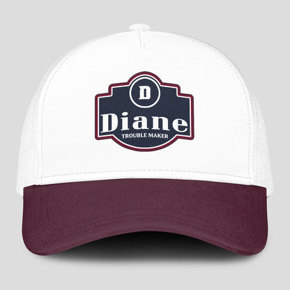 Trouble Maker Burgundy And White Funny Mesh Cap DIANE 13K1 C201PF