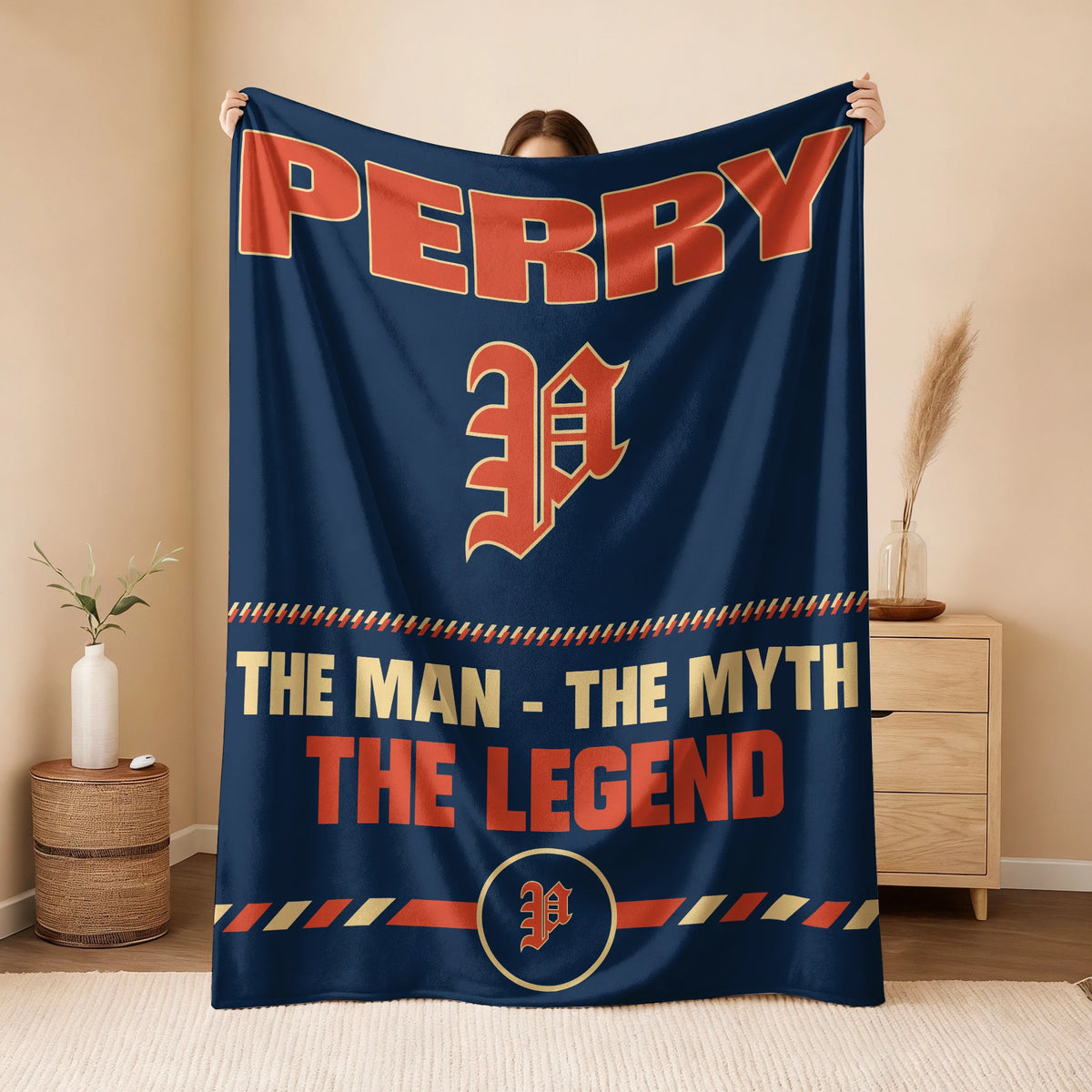 The Man The Myth The Legend Retro Fleece Blanket PERRY 13K1 BK53