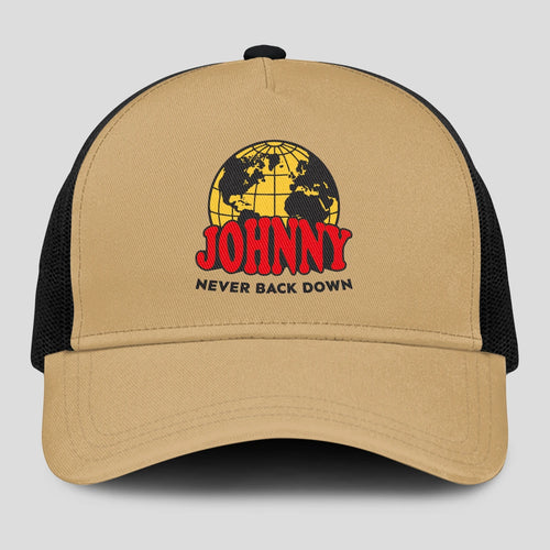 Never Back Down World Logo Khaki Mesh Cap JOHNNY 13K1 C212PF