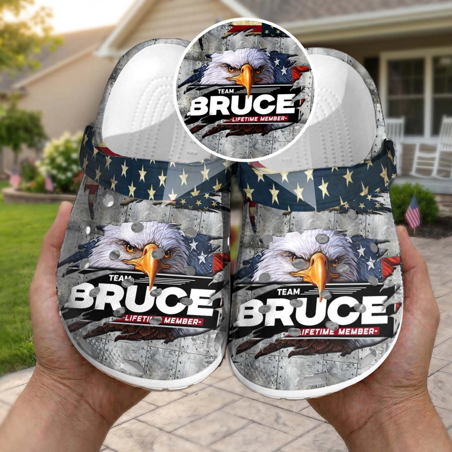 BRUCE 13K1-CR1 Personalized Name Clogs "Team Lifetime Member"