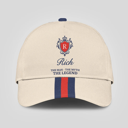 The Man The Myth The Legend Blue And Red Striped Cap RICH 13K1 C117PF