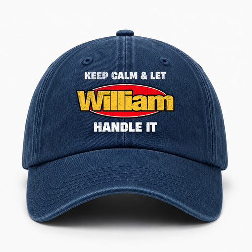 Keep Calm & Let Your Name Handle It Yellow And Red Logo Washed Cap WILLIAM 13K1 C172PF