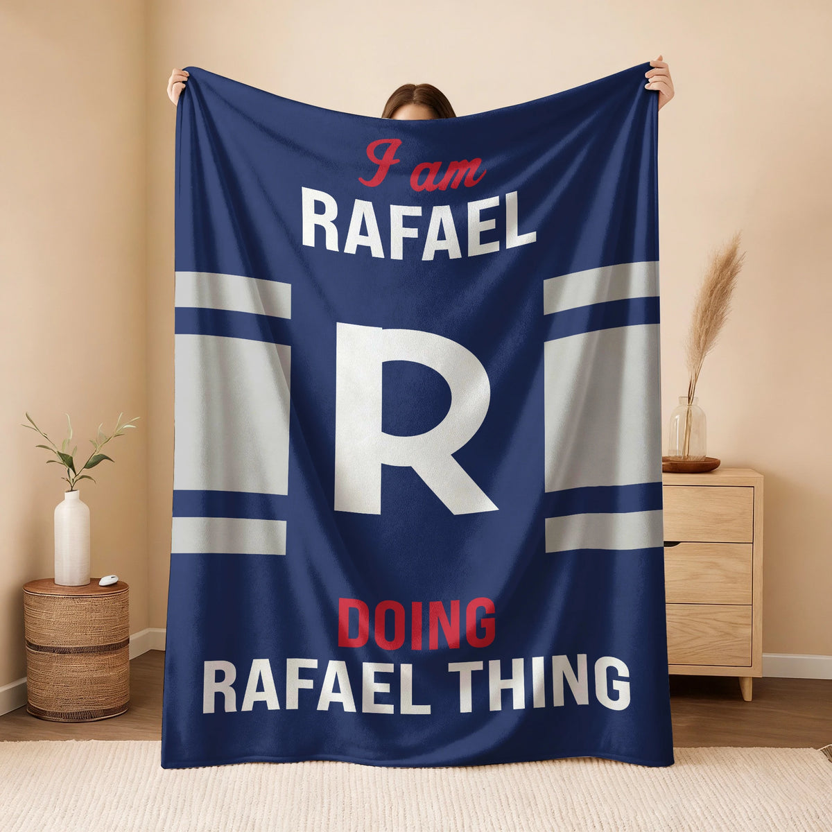 I'm Name Doing Name Things Navy Fleece Blanket RAFAEL 13K1 BK51