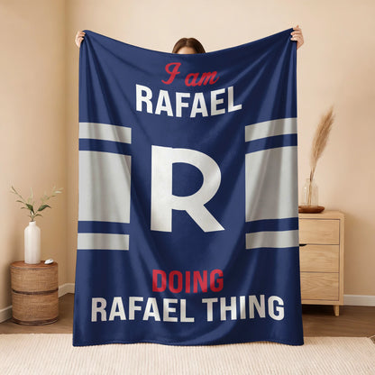 I'm Name Doing Name Things Navy Fleece Blanket RAFAEL 13K1 BK51