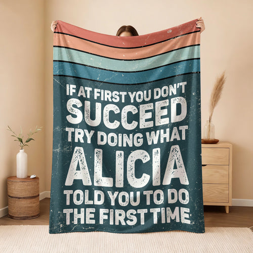 If At First You Don’t Succeed Retro Green Fleece Blanket ALICIA 13K1 BK29