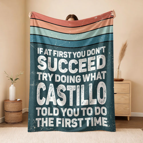 If At First You Don’t Succeed Retro Green Fleece Blanket CASTILLO 13K1 BK29
